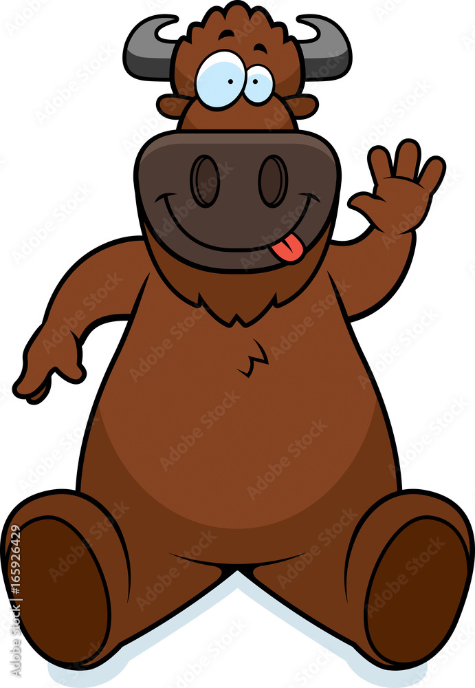 Obraz premium Cartoon Buffalo Sitting