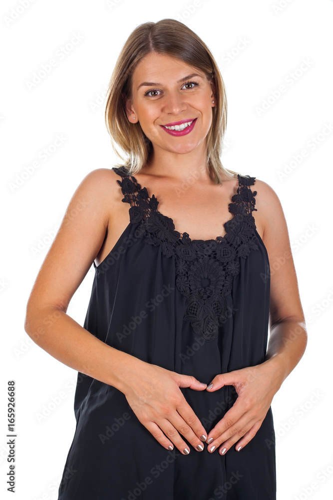 Happy pregnant woman in first trimester - isolated Happy pregnant woman in first trimester - isolated