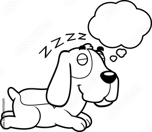 Cartoon Basset Hound Dreaming