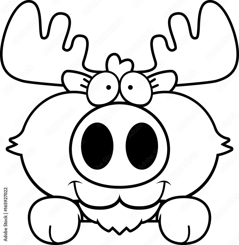 Obraz premium Cartoon Moose Peeking