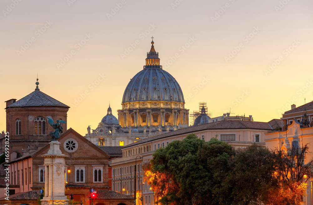 Rome. Saint Peter's Cathedral at sunset.