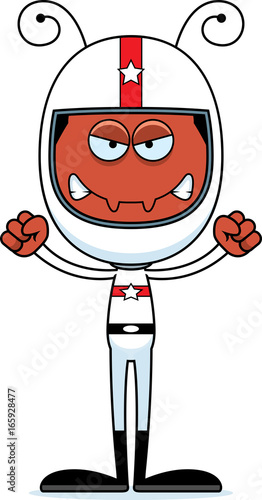 Cartoon Angry Race Car Driver Ant