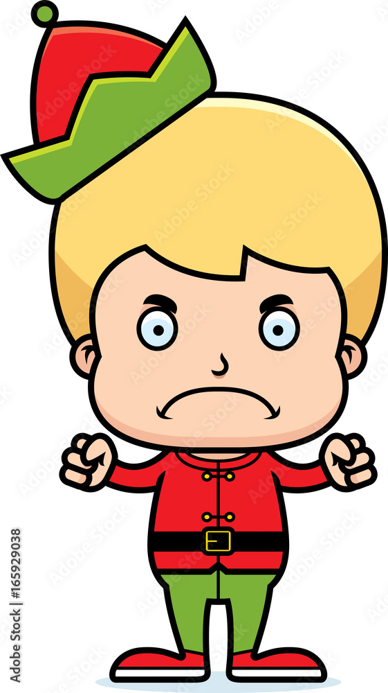 Cartoon Angry Xmas Elf Boy