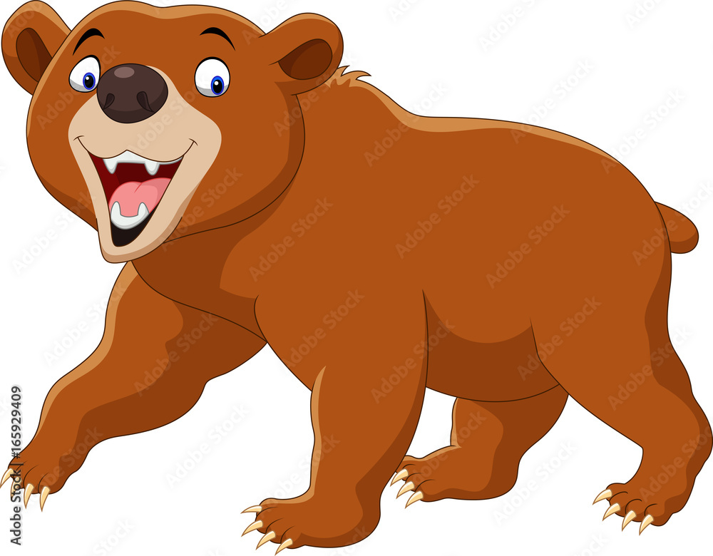 Obraz premium Cartoon brown bear isolated on white background