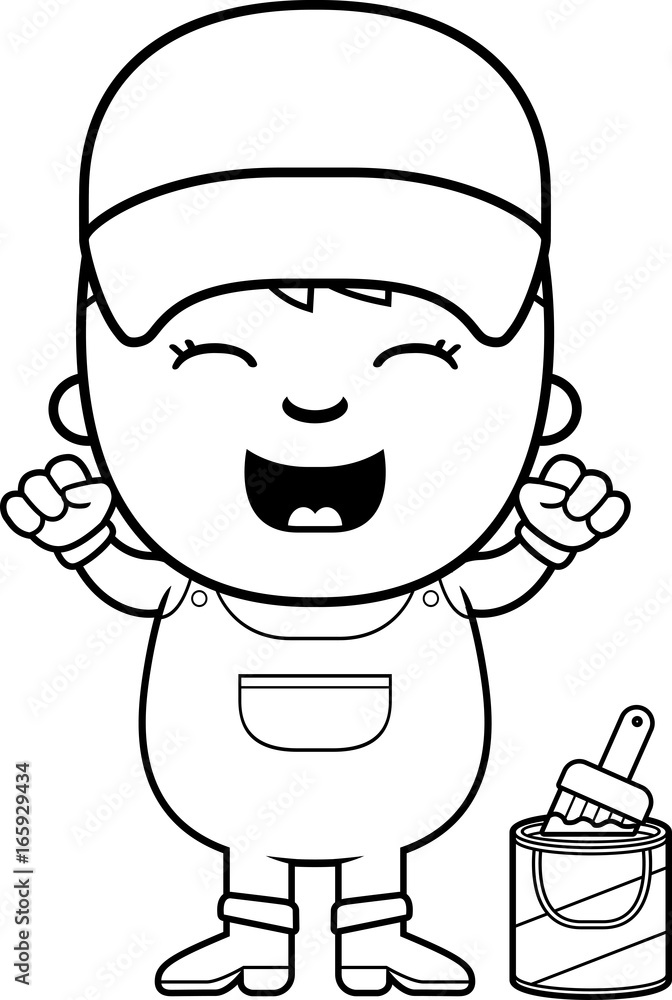 Obraz premium Cartoon Painter Celebrate