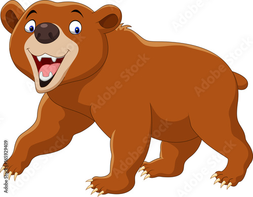 Cartoon brown bear isolated on white background