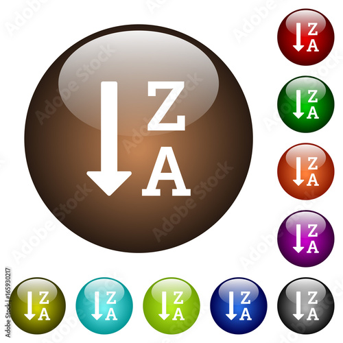 Alphabetically descending ordered list color glass buttons