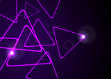 Purple retro neon shiny triangles background