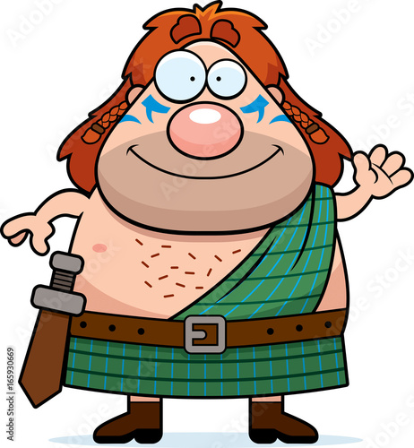 Cartoon Celtic Warrior Waving