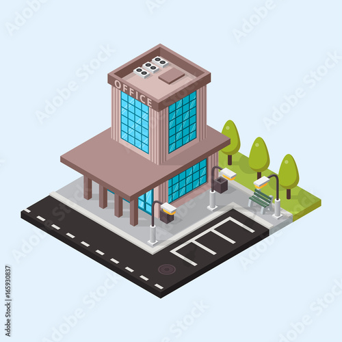 Vector office isometric buildings isolated