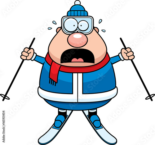 Scared Cartoon Skier
