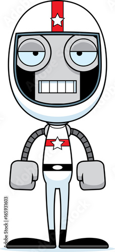 Cartoon Bored Race Car Driver Robot