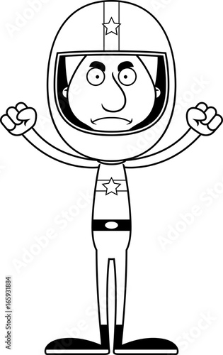 Cartoon Angry Race Car Driver Man