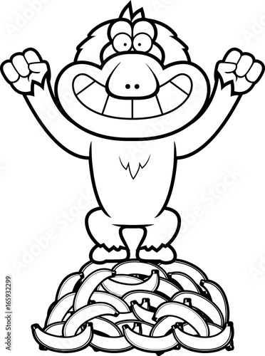 Cartoon Macaque Bananas