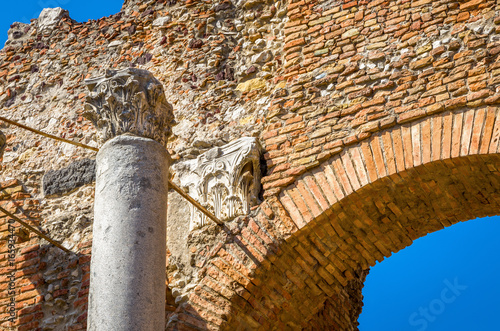 Greek theater in Taormina,Sicily ,Italy.  photo