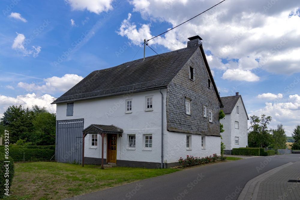 Slate covered half-timbered house Hunsrueck, Germany, Rhineland-Palatinate Slate covered half-timbered house Hunsrueck, Germany, Rhineland-Palatinate