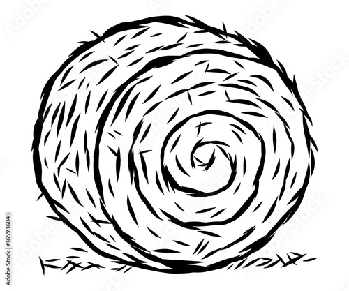 rolled hay / cartoon vector and illustration, black and white, hand drawn, sketch style, isolated on white background.