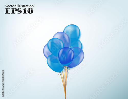 set of blue colorful realistic balloons for celebration
