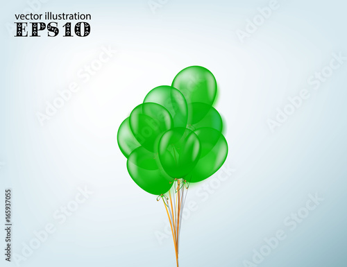 set of green colorful realistic balloons for celebration
