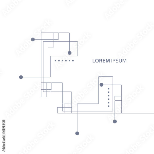 Wireframe element with abstract figure. Connected lines and dots. Vector Illustration
