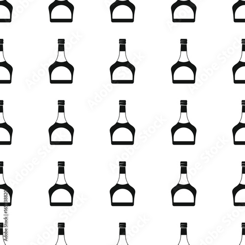 Whiskey bottles seamless pattern vector illustration background. Black silhouette alcohol stylish texture. Repeating Bottles seamless pattern background for alcohol design and web
