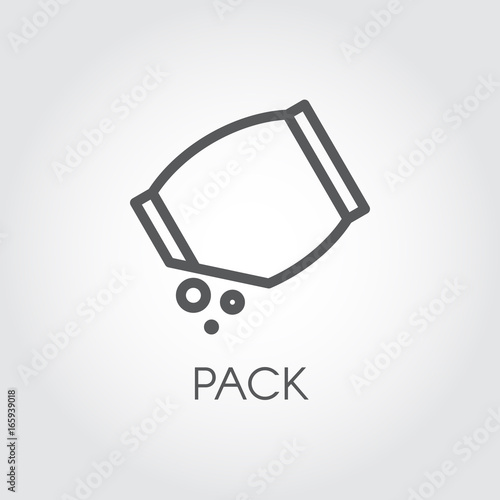 Linear icon of grocery bag with abstract bulk ingredient. Culinary concept. Vector outline logo on a gray background