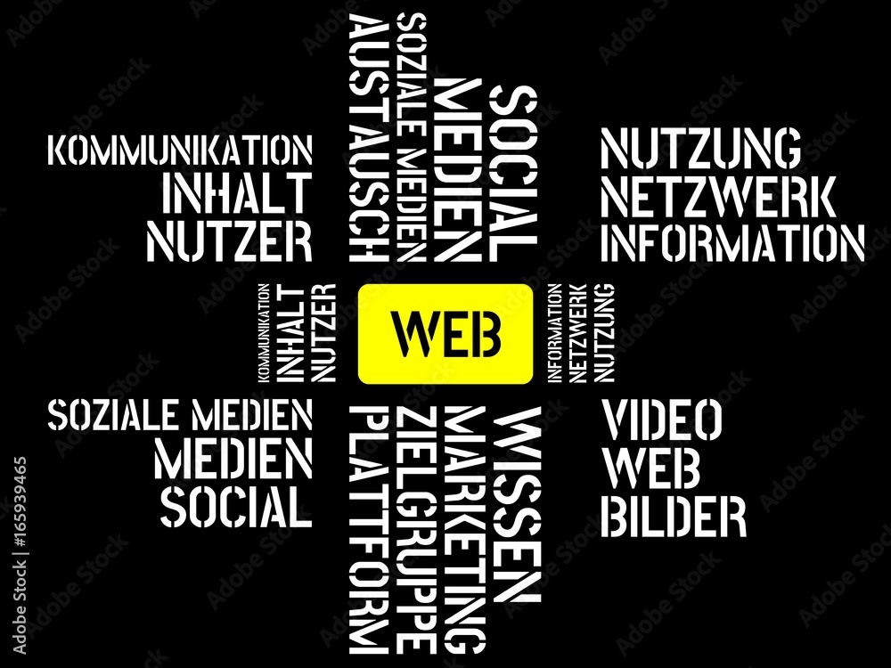 WEB - Bilder mit Wörtern aus dem Bereich Soziale Medien, Wort, Bild, Illustration WEB - Bilder mit Wörtern aus dem Bereich Soziale Medien, Wort, Bild, Illustration
