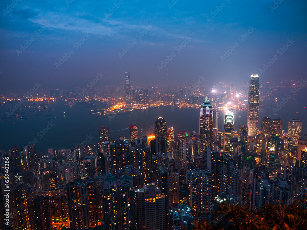 Fototapeta premium hong kong city skyline night