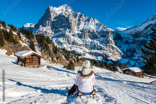 Schlitten fahren in den Alpen