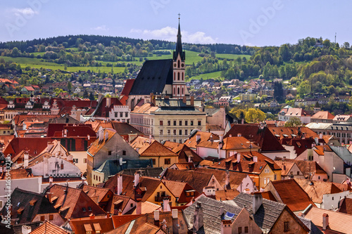 Cesky Krumlov rural town architecture, Czech Republic.