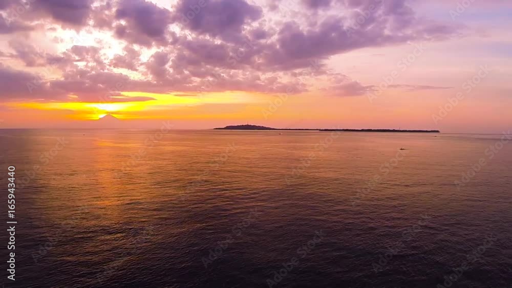 aerial tropical magenta sunset view aerial tropical magenta sunset view