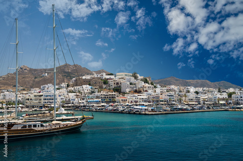 Beautiful view of Naxos town in Cyclades Islands, Greece
