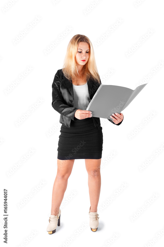Business woman in a business suit with a folder Business woman in a business suit with a folder