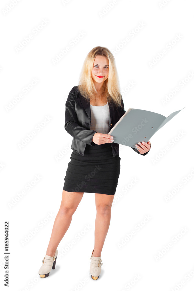 Business woman in a business suit with a folder Business woman in a business suit with a folder