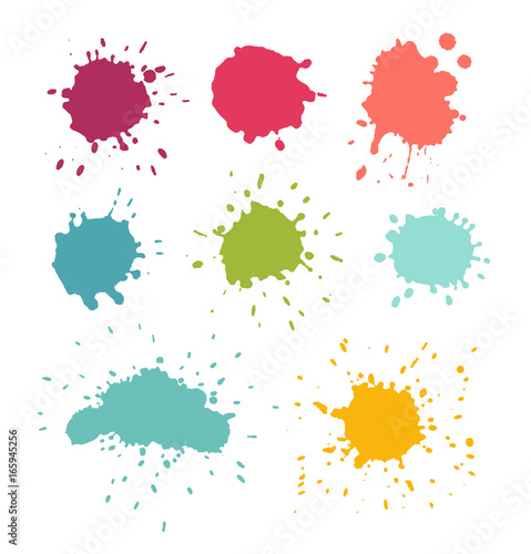 Paint splats. Stain and water drop set, isolated vector illustration on white background