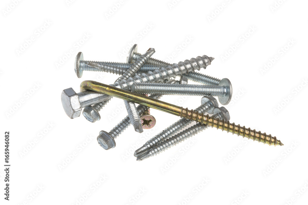 Self-tapping screws on a white background