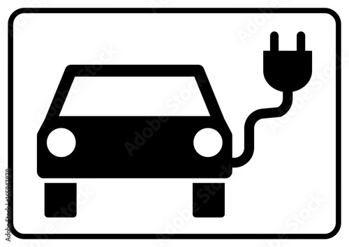 lgd7 LogoGraphicDesign - spr72 SignParkRaum - Parkplatz - Elektroauto Symbol mit Ladestecker und Kabel - Schild - banner xxl - A2 A3 A4 Poster - g5324