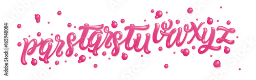 Bubble Gum Alphabet Set. Pink Font Isolated on White Background. Hand Lettering for Designs: Logo, Packaging, Pack of Gum, Card, etc. Vector. Sugar kids illustration.