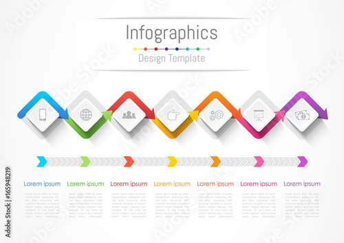 Infographic design elements for your business with 7 options, parts, steps or processes, Vector Illustration.