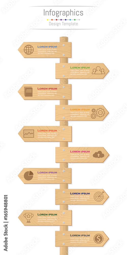 Infographic design elements for your business data with 10 options, parts, steps timelines or processes. Wood sign concept, Vector Illustration. Infographic design elements for your business data with 10 options, parts, steps timelines or processes. Wood sign concept, Vector Illustration.