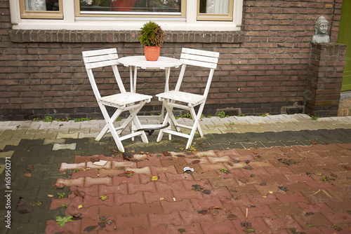  Table and chair in the garden