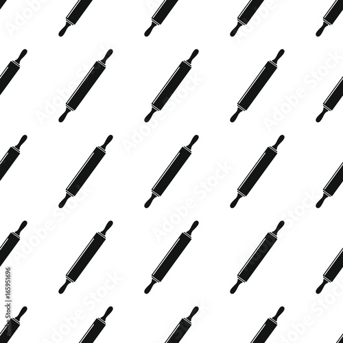 Rolling pin seamless pattern vector illustration background. Black silhouette Rolling pin stylish texture. Repeating Rolling pin seamless pattern background for kitchen design and web