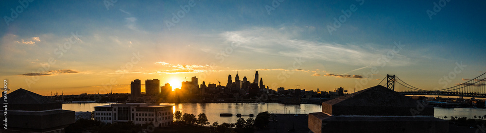 Philadelphia Skyline Sunset Panoramic