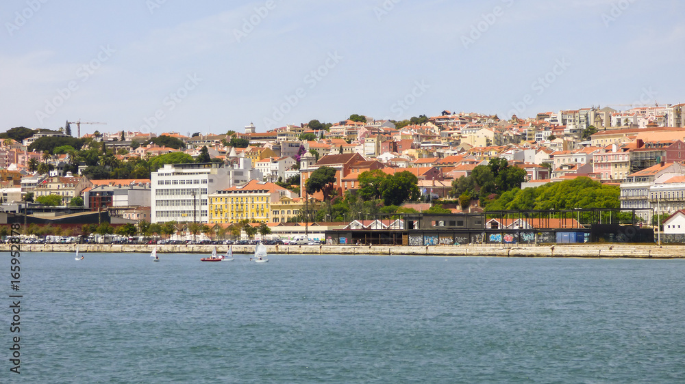 A view of Lisbon from a boat in the river Tagus