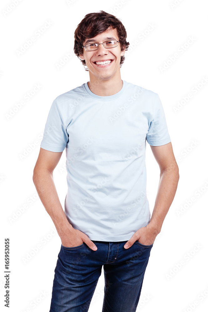 Smiling guy with hands in pockets Smiling guy with hands in pockets