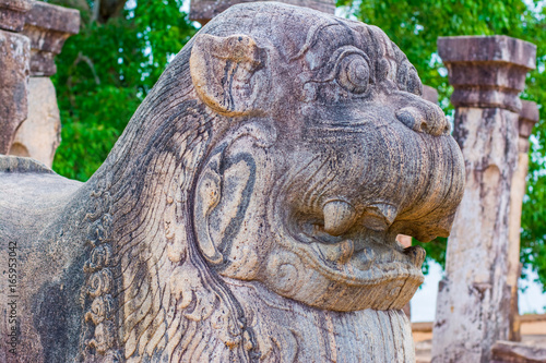 Polonnaruwa Ancient Granite Columns. Polonnaruwa Is The Second Most Ancient Of Sri Lankas Kingdoms photo