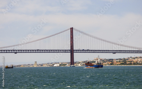 The river Tagus and the bridge 25th of April - Lisbon, Portugal