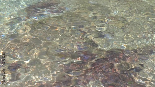 Movement of water in the river form intricate patterns in the sun_realtime_4k. Amola river, Adamello Brenta. Spring of 17' photo