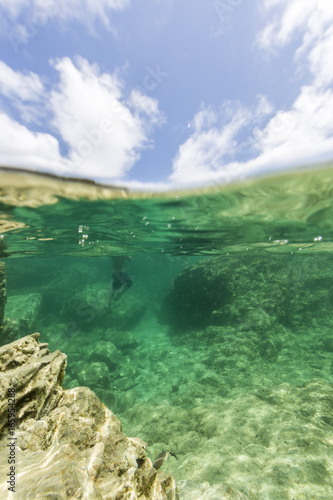 Under water caribbean sea, ocean from St Martin, St Maarten