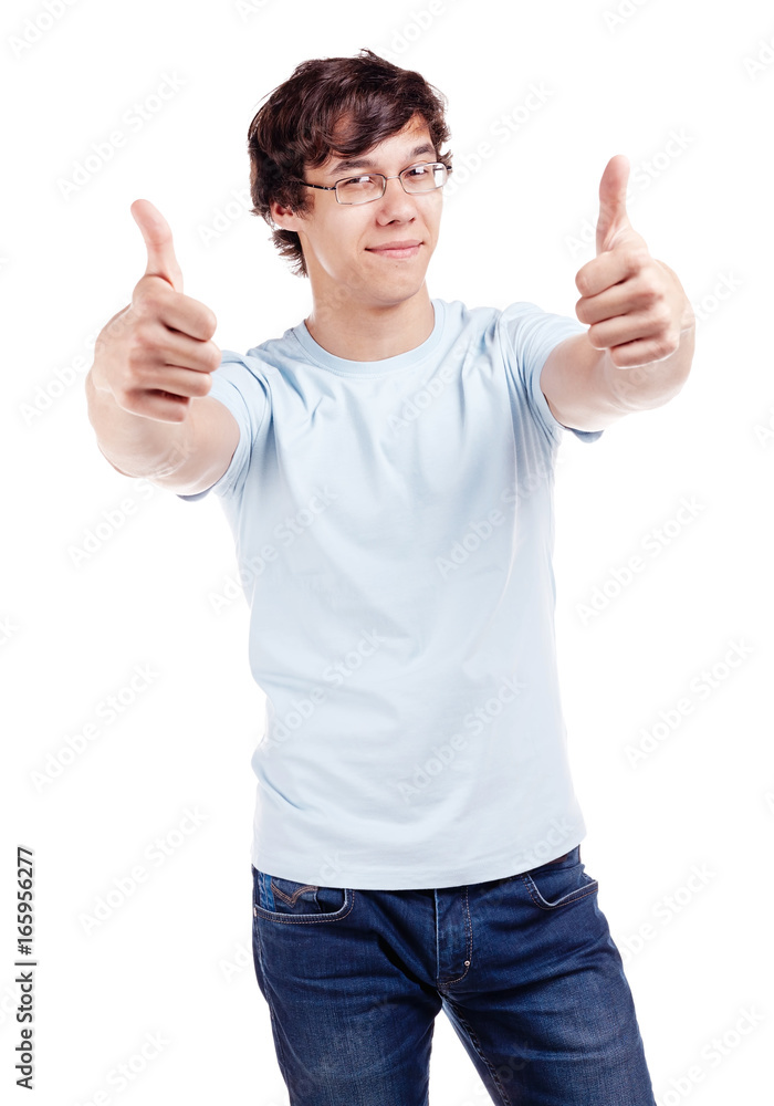 Guy showing thumbs up sign Guy showing thumbs up sign